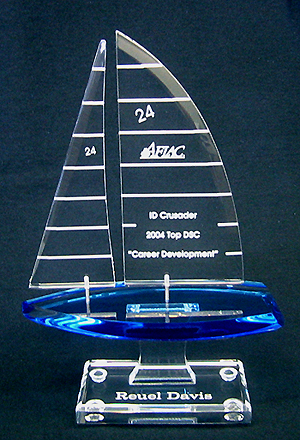 Laser engraved logo, text and sail lines
